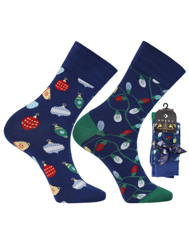 Świąteczne męskie skarpetki w bombki i światełka 2-pak