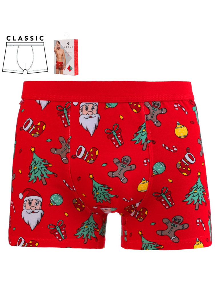 Świąteczne bokserki męskie bawełniane na prezent CZERWONY