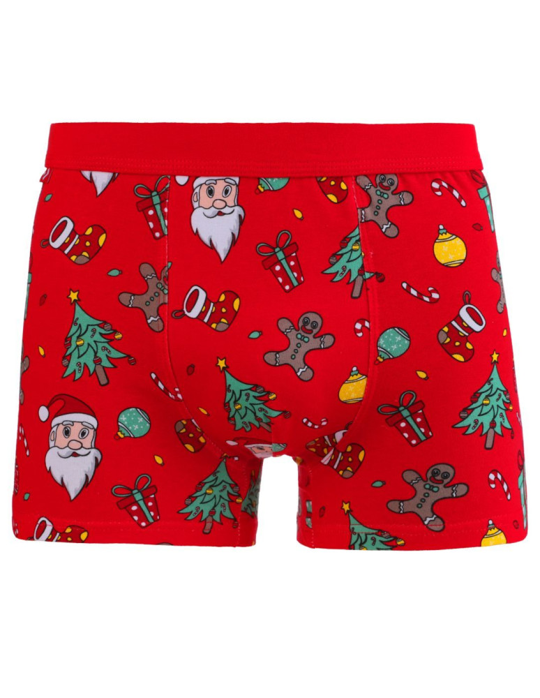 Bokserki dopasowane - Świąteczne bokserki męskie bawełniane na prezent CZERWONY - produkt moraj.pl 2