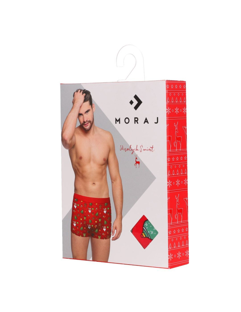 Bokserki dopasowane - Świąteczne bokserki męskie bawełniane na prezent CZERWONY - produkt moraj.pl 3