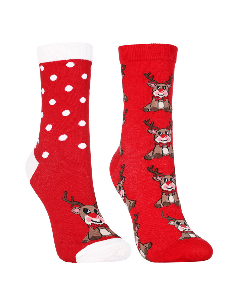 Długie - Skarpetki świąteczne długie damskie z reniferami 2-pak WIELOKOLOROWY  - produkt moraj.pl 5