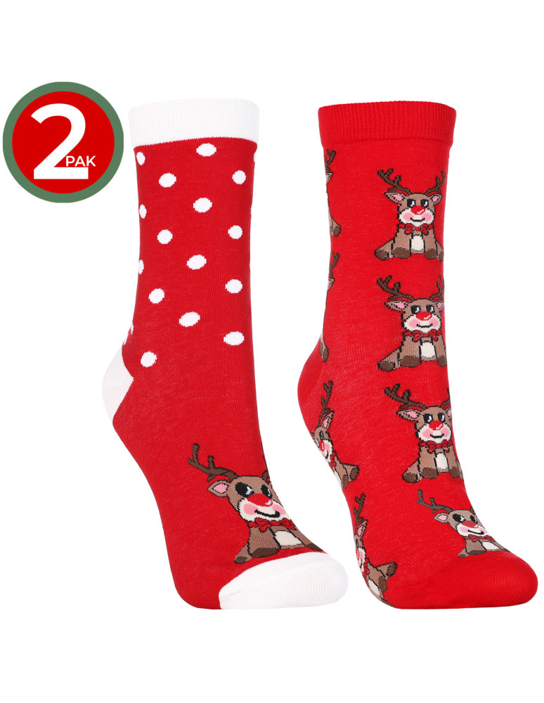 Długie - Skarpetki świąteczne długie damskie z reniferami 2-pak WIELOKOLOROWY  - produkt moraj.pl 8