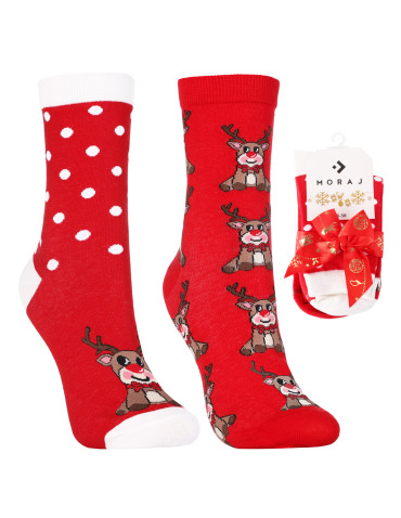 Długie - Skarpetki świąteczne długie damskie z reniferami 2-pak WIELOKOLOROWY - produkt 9