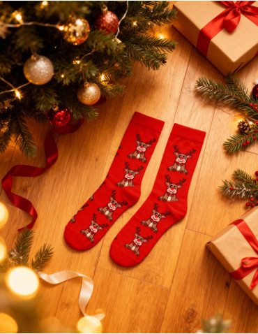 Długie - Skarpetki świąteczne długie damskie z reniferami 2-pak WIELOKOLOROWY - produkt 10