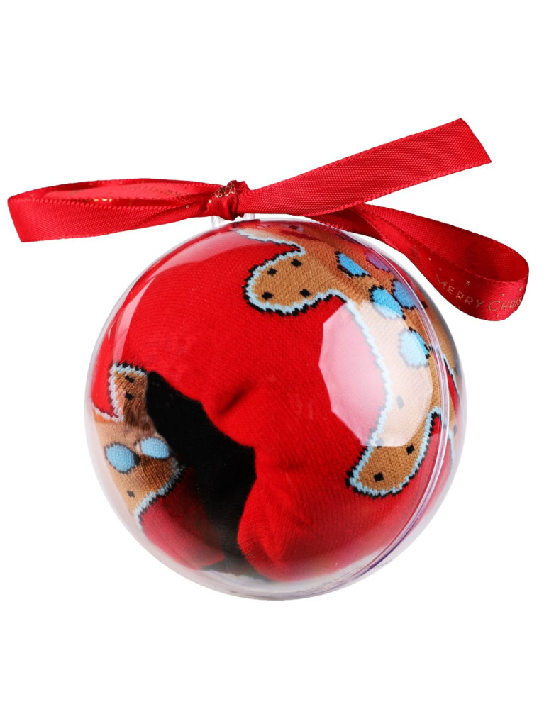 Zestawy prezentowe - Świąteczne skarpetki na prezent w bombce w pierniki CZERWONY - produkt moraj.pl 5