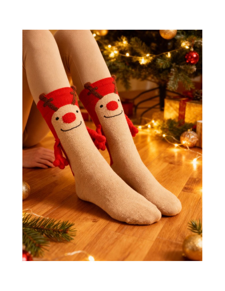 Skarpetki świąteczne w renifery Friendsy z rączkami WIELOKOLOROWY