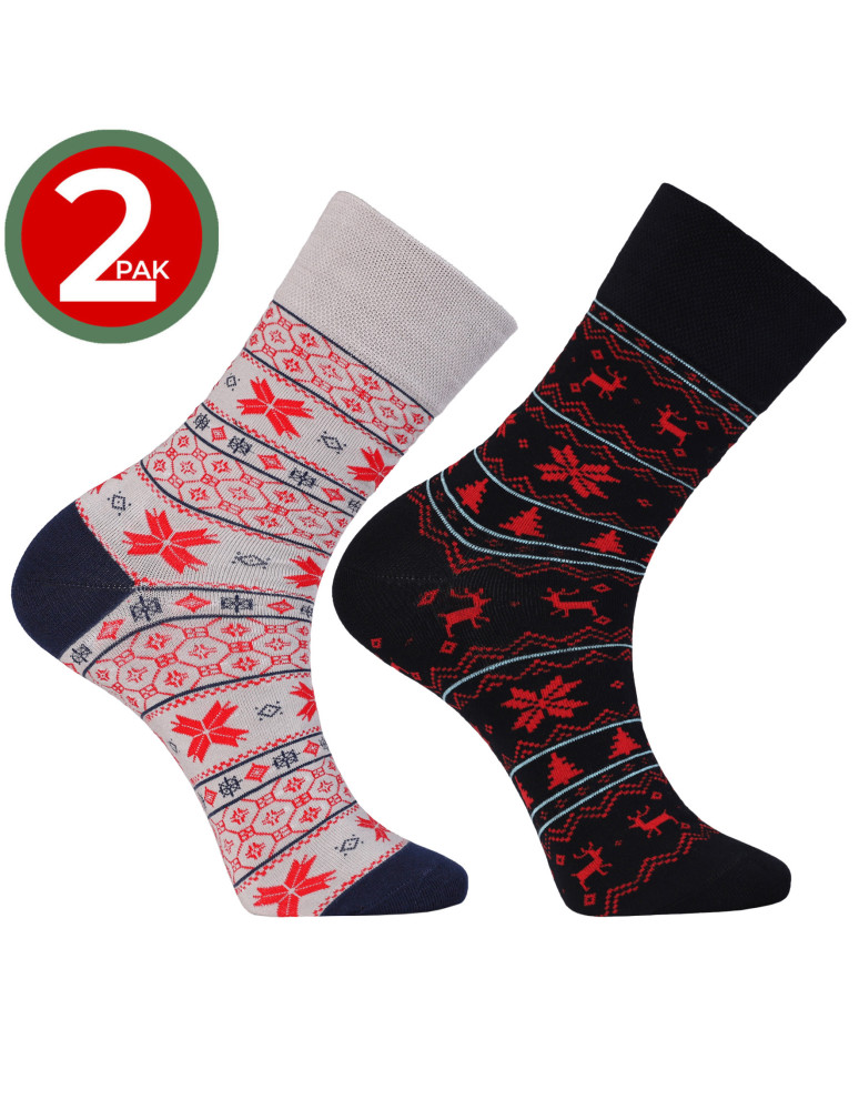 Długie - Zestaw męskich skarpetek świątecznych norweskie wzory 2-pak WIELOKOLOROWY - produkt moraj.pl 1