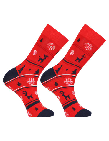 Bokserki dopasowane - Zestaw prezentowy świąteczny bokserki i skarpetki w renifery CZERWONY - produkt 3