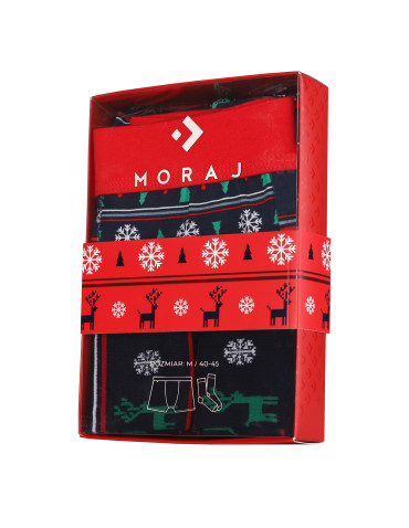 Bokserki dopasowane - Zestaw prezentowy świąteczny bokserki i skarpetki w renifery GRANATOWY - produkt 2