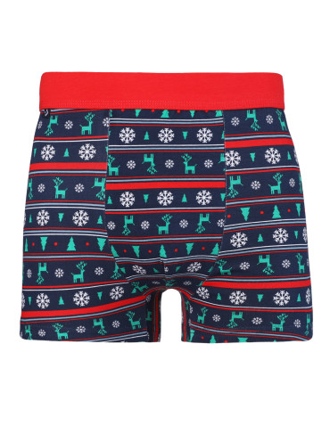 Bokserki dopasowane - Zestaw prezentowy świąteczny bokserki i skarpetki w renifery GRANATOWY - produkt 3