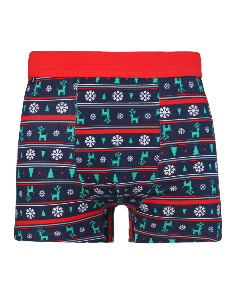 Bokserki dopasowane - Zestaw prezentowy świąteczny bokserki i skarpetki w renifery GRANATOWY  - produkt moraj.pl 3