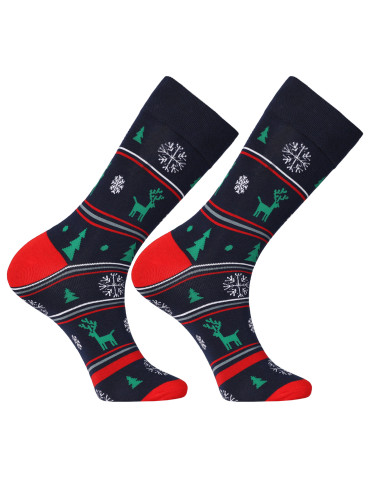 Bokserki dopasowane - Zestaw prezentowy świąteczny bokserki i skarpetki w renifery GRANATOWY - produkt 4