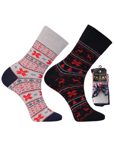 Długie - Zestaw męskich skarpetek świątecznych norweskie wzory 2-pak WIELOKOLOROWY - produkt 6