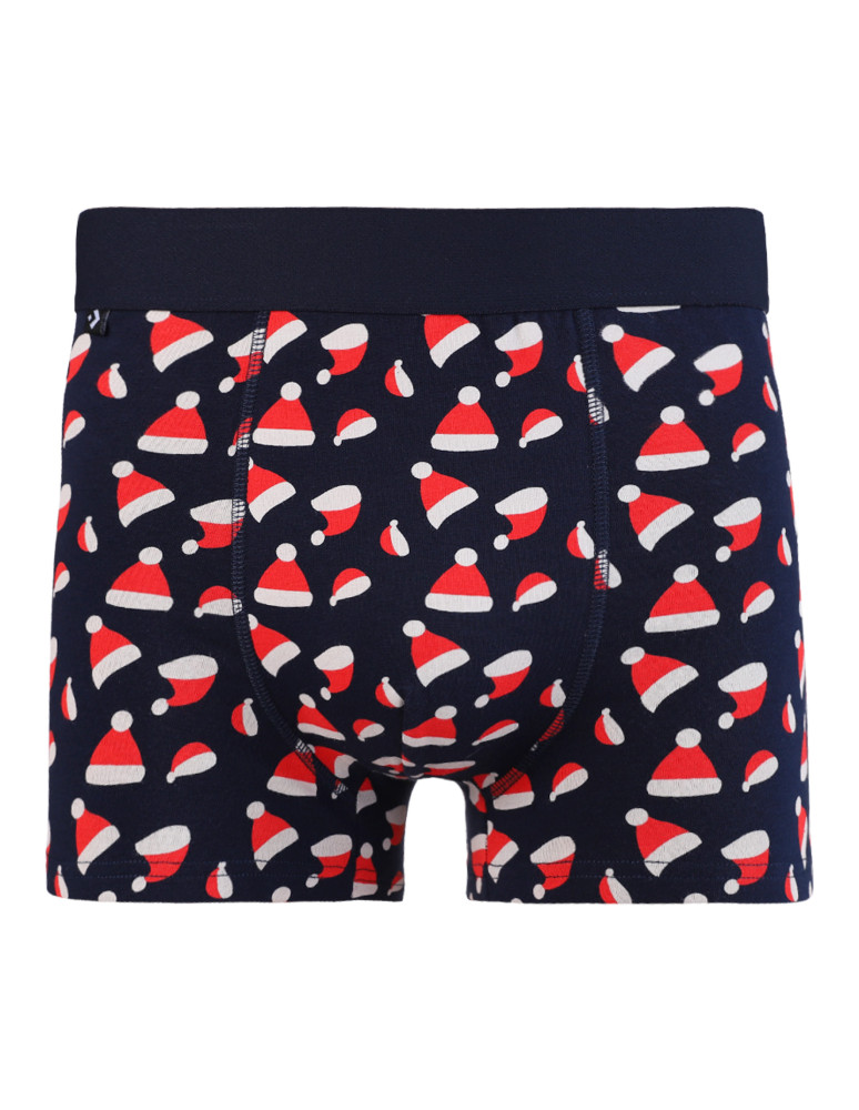 Bokserki dopasowane - Bawełniane bokserki męskie świąteczne z czapką Mikołaja WIELOKOLOROWY - produkt moraj.pl 3