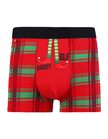 Zabawne męskie bokserki świąteczne z elfem w kratkę - produkt 2