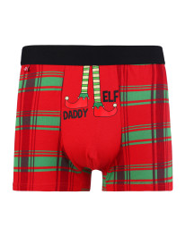 Zabawne męskie bokserki świąteczne z elfem w kratkę  - produkt 2