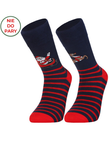 Długie - Męskie skarpetki świąteczne nie do pary Mikołaj i renifer WIELOKOLOROWY - produkt 4
