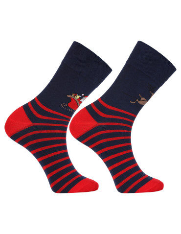 Męskie skarpetki świąteczne nie do pary Mikołaj i renifer