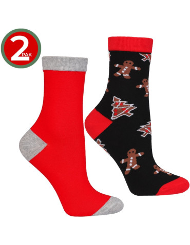 Skarpetki damskie w świąteczne pierniczki 2-pak na prezent