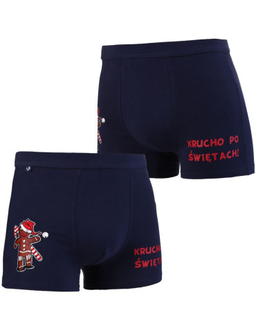 Bokserki dopasowane - Bokserki męskie świąteczne z zabawnym napisem GRANATOWY - produkt 3