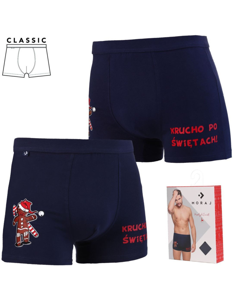 Bokserki dopasowane - Bokserki męskie świąteczne z zabawnym napisem GRANATOWY - produkt moraj.pl 5