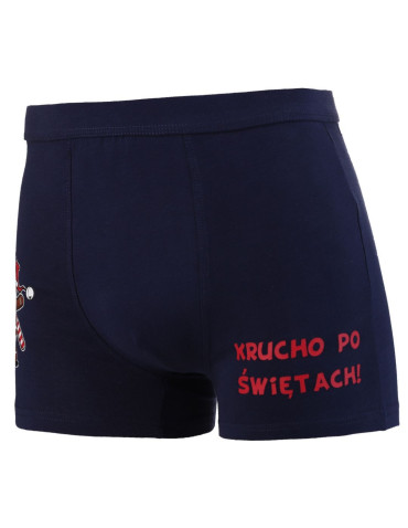 Bokserki dopasowane - Bokserki męskie świąteczne z zabawnym napisem GRANATOWY - produkt 6