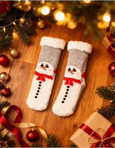 Długie - Świąteczne ciepłe skarpety damskie bambosze zimowe SZARY - produkt 4