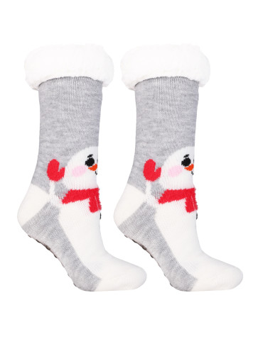 Skarpetki długie - Świąteczne ciepłe skarpety damskie bambosze zimowe SZARY - produkt 4