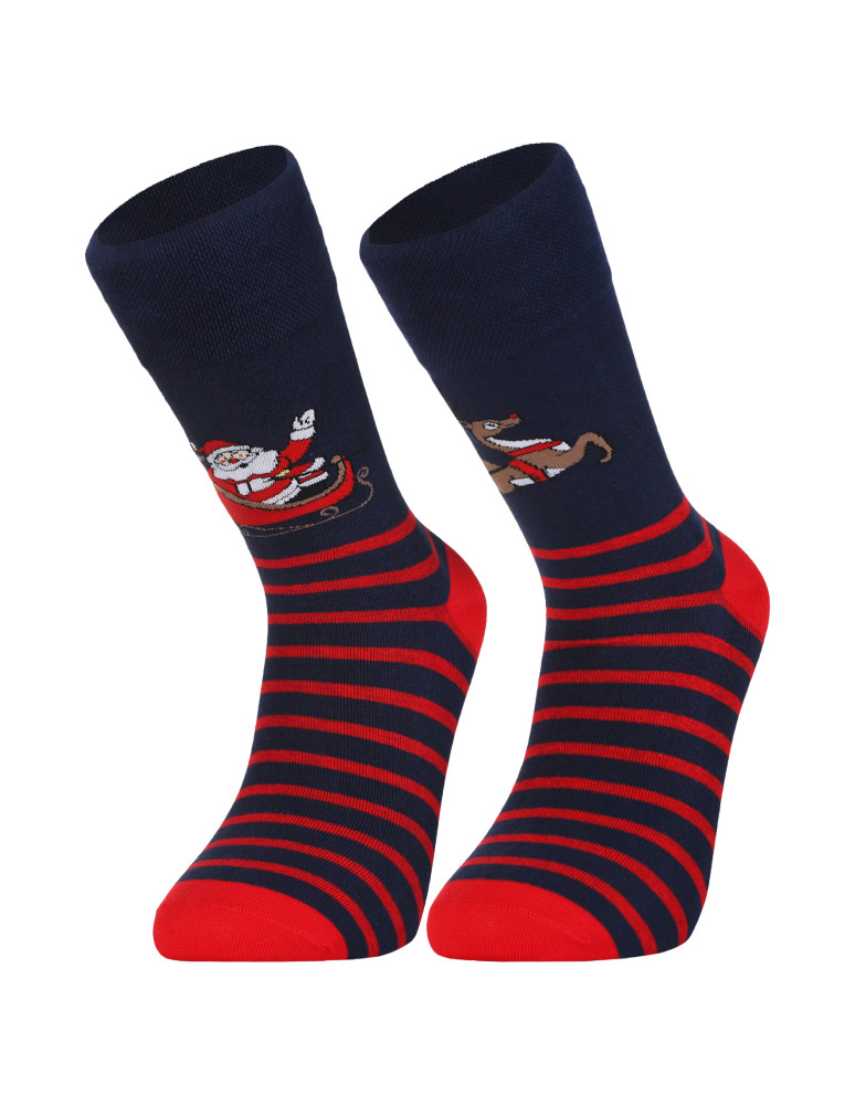 Długie - Męskie skarpetki świąteczne nie do pary Mikołaj i renifer WIELOKOLOROWY  - produkt moraj.pl 6