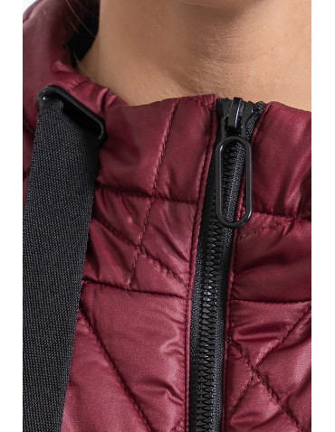 Odzież wierzchnia - Damska pikowana kurtka z kapturem i wiązaniem w talii FIOLETOWY - produkt 13