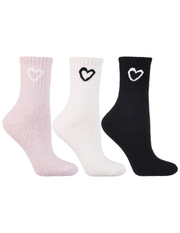 Ciepłe skarpety damskie długie ze wzorem serca 3-pak