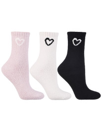 Ciepłe skarpety damskie długie ze wzorem serca 3-pak