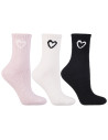 Ciepłe skarpety damskie długie ze wzorem serca 3-pak WIELOKOLOROWY