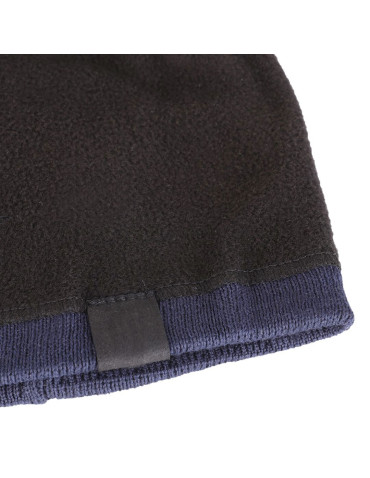 Czapki - Klasyczna czapka męska gładka ocieplana polarem GRANATOWY - produkt 3