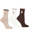 Skarpetki damskie długie bawełniane z haftem misia 3-pak WIELOKOLOROWY