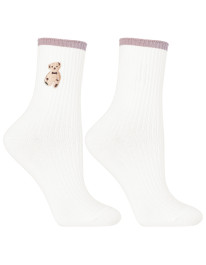 Skarpetki damskie długie bawełniane z haftem misia 3-pak  - produkt 2