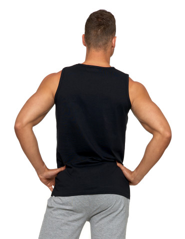 Koszulki, topy, koszule - Tank top męski bawełniany koszulka bez rękawów CZARNY - produkt 1