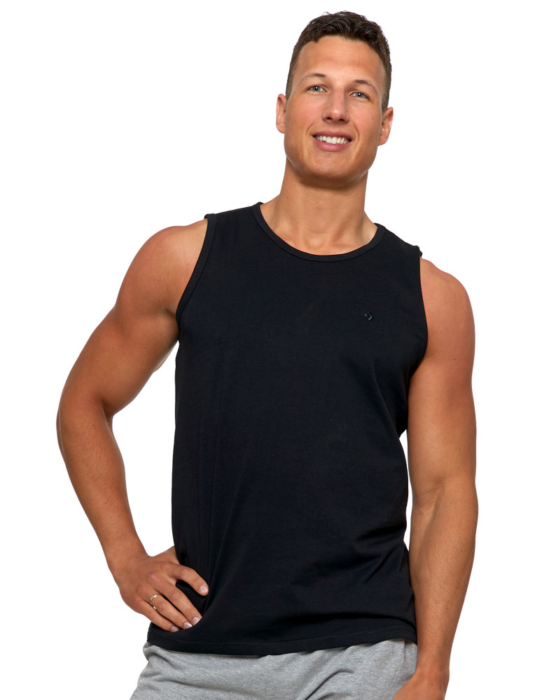 Koszulki, topy, koszule - Tank top męski bawełniany koszulka bez rękawów CZARNY - produkt moraj.pl 4