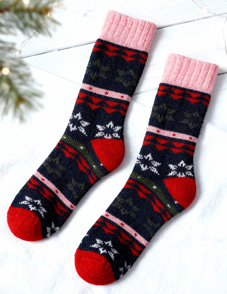 Długie - Damskie ciepłe skarpetki z wełny w skandynawskie wzory WZÓR 3 - produkt moraj.pl 4