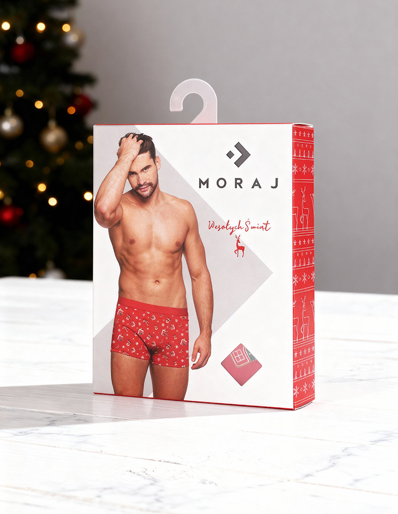 Bokserki dopasowane - Majtki męskie bokserki bawełniane w świąteczne wzory WIELOKOLOROWY  - produkt moraj.pl 5