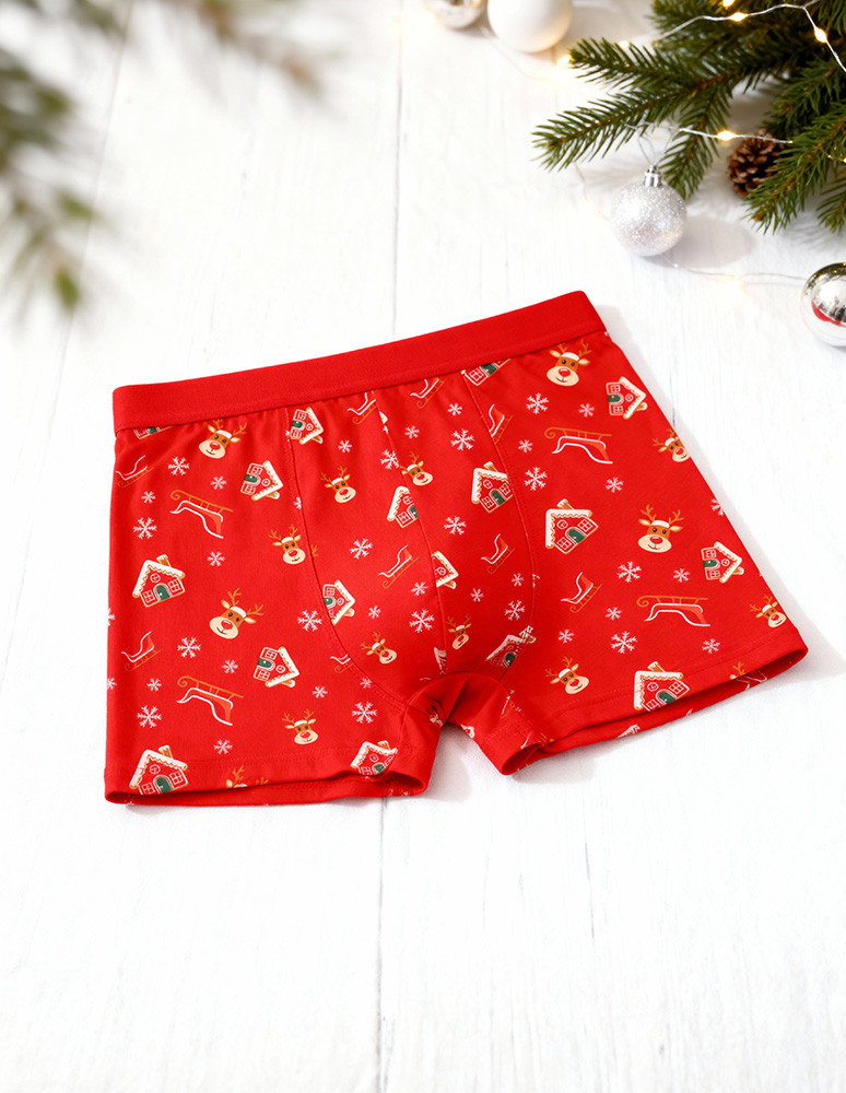 Bokserki dopasowane - Majtki męskie bokserki bawełniane w świąteczne wzory WIELOKOLOROWY  - produkt moraj.pl 4