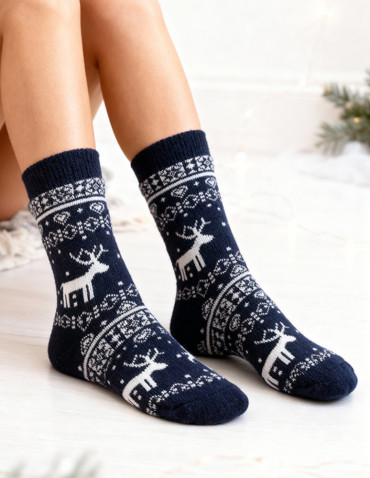 Długie - Damskie ciepłe skarpety z wzorem norweskim 3-pak WIELOKOLOROWY - produkt 8