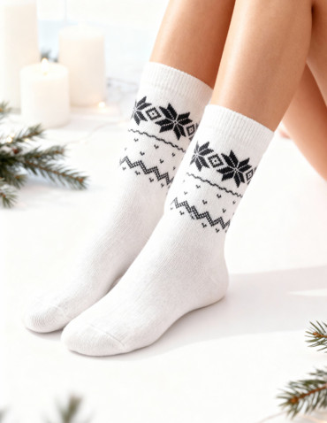 Długie - Damskie ciepłe skarpety z wzorem norweskim 3-pak WIELOKOLOROWY - produkt 3