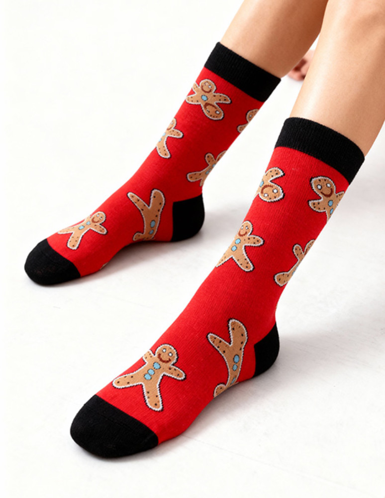 Zestawy prezentowe - Świąteczne skarpetki na prezent w bombce w pierniki CZERWONY - produkt moraj.pl 2