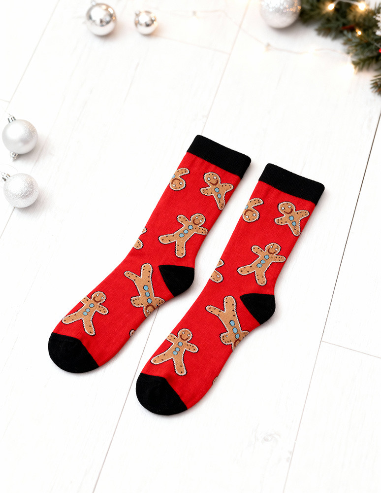 Zestawy prezentowe - Świąteczne skarpetki na prezent w bombce w pierniki CZERWONY - produkt moraj.pl 6