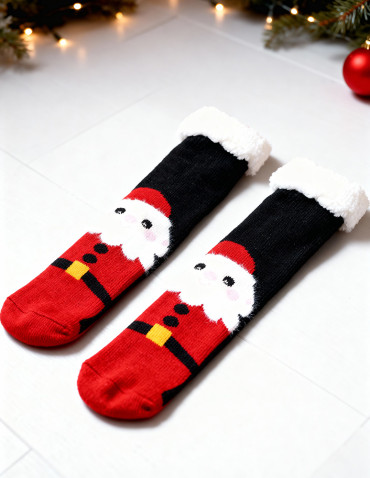 Długie - Świąteczne ciepłe skarpety damskie bambosze zimowe CZARNY - produkt 5