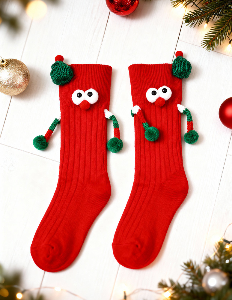 Długie - Zabawne świąteczne skarpetki damskie Elf CZERWONY - produkt moraj.pl 4