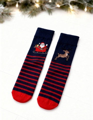 Długie - Męskie skarpetki świąteczne nie do pary Mikołaj i renifer WIELOKOLOROWY - produkt 7