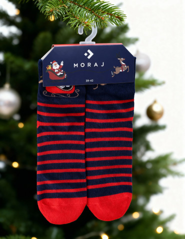 Męskie skarpetki świąteczne nie do pary Mikołaj i renifer - produkt 2