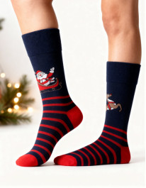 Męskie skarpetki świąteczne nie do pary Mikołaj i renifer
